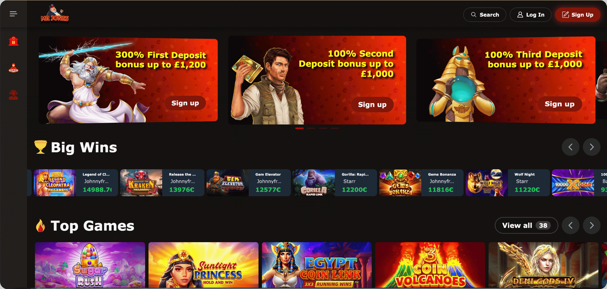Mr Jones Casino Homepage