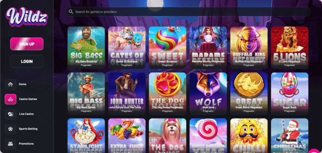 Wildz Casino Slots Lobby